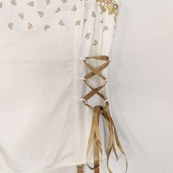 Fredrick's of Hollywood White/Gold Fantasycore/Fairycore Strapless Corset Top - Picture 6 of 12